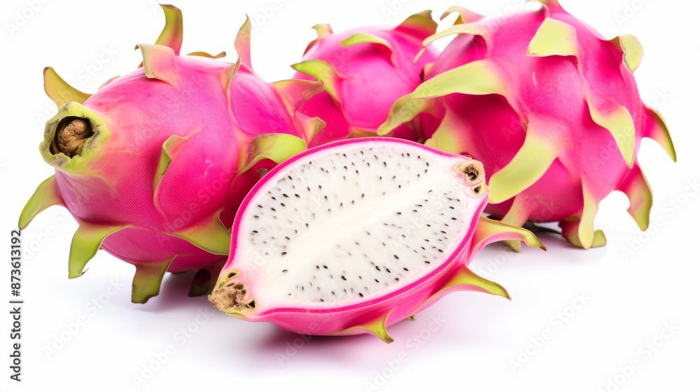 Vibrant and fresh dragon fruit slices isolated on white background highlighting exotic tropical fruit for healthy eating
Vibrant and fresh dragon fruit slices isolated on white background highlighting exotic tropical fruit for healthy eating