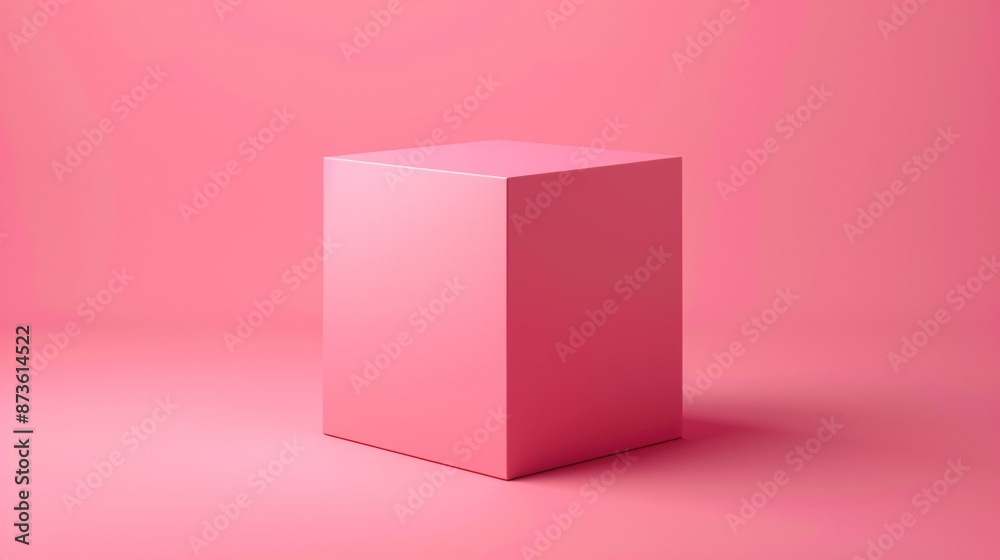 A minimalistic pink cube set against a solid pink background, perfect for an artistic and modern design concept A minimalistic pink cube set against a solid pink background, perfect for an artistic and modern design concept