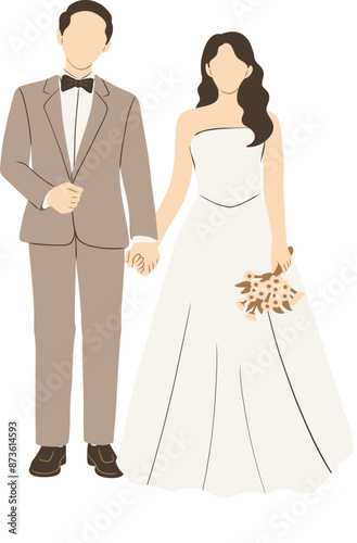Classic Wedding Couple Illustration