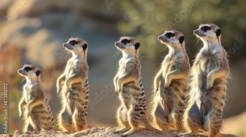 Meerkat Family Standing Tall.