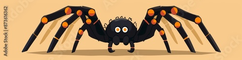Futuristic Concept of Robot Spider Illustration in Flat Vector Style