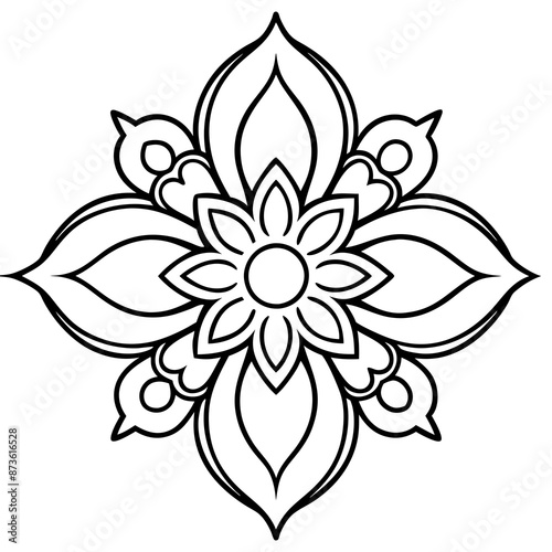 Pattern ornament element flower Russian folk style Line art Vector Artwork