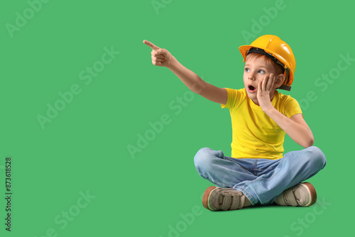 Shocked little boy in hardh...