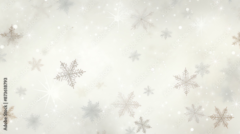Abstract winter background with delicate snowflakes falling on a soft white and gray backdrop. Abstract winter background with delicate snowflakes falling on a soft white and gray backdrop.