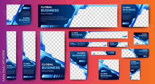 business web banners template design with image space. vector