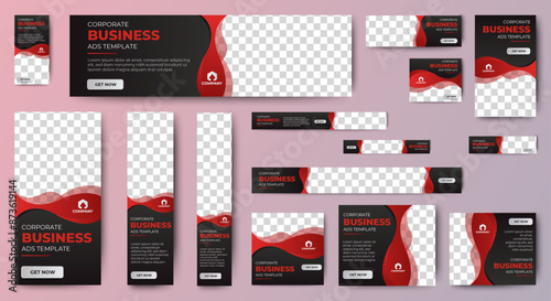Web advertising banner template design. Modern web layout set with standard size. vector