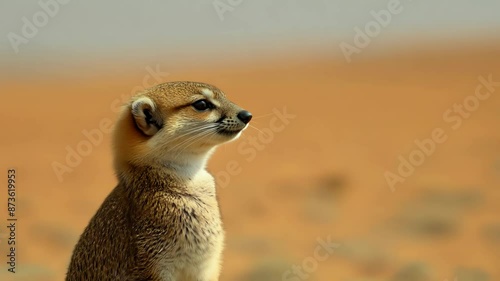 Alert Meerkat on Savannah photo