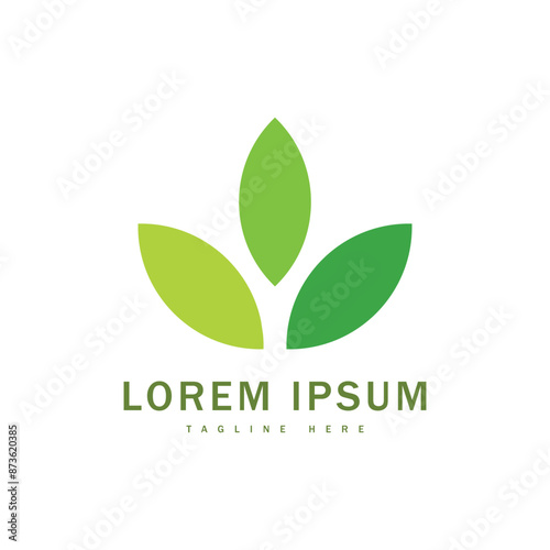 simple logo three leaf vector template icon design nature