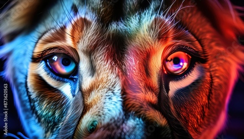 Neon Light Tiger Eyes Art Print