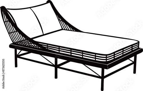 Rattan Daybed illustration silhouette design