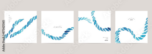 水彩画。水彩タッチの夏のロープイラスト。夏の水彩ベクター背景。Watercolor painting. Summer rope illustration with watercolor touch. Summer watercolor vector background.