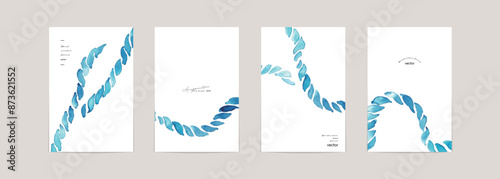 水彩画。水彩タッチの夏のロープイラスト。夏の水彩ベクター背景。Watercolor painting. Summer rope illustration with watercolor touch. Summer watercolor vector background.