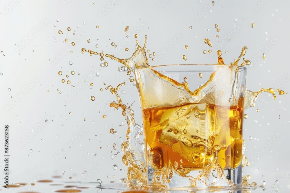 cola splash with ice cubes isolated on white background cola splash with ice cubes isolated on white background