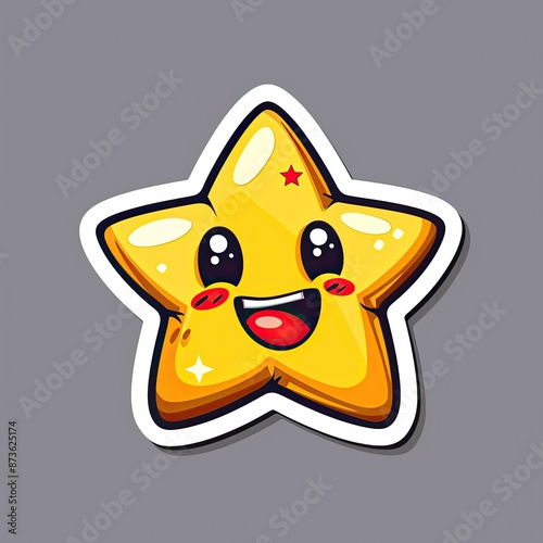 Kawaii Star Sticker with a Happy Smiling Face photo