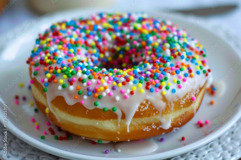 A Glazed Donut Covered in Colorful Sprinkles A Glazed Donut Covered in Colorful Sprinkles