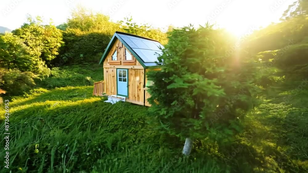 Miniature Eco House in Spring Grass Generative AI Miniature Eco House in Spring Grass Generative AI
