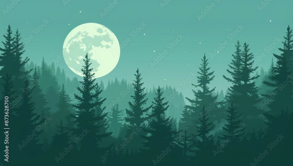 Moonlit Forest Silhouette Moonlit Forest Silhouette