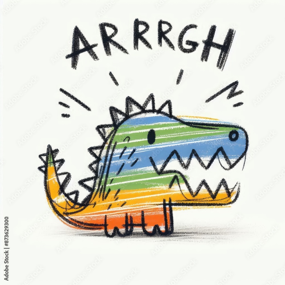 Fototapeta premium Kids' Scribbly Crayon Art: Playful Crocodile