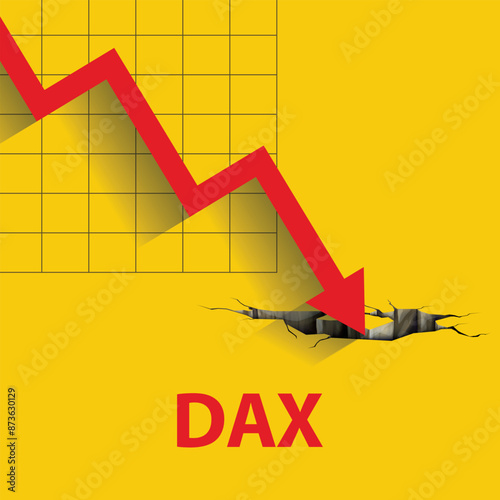 DAX crash , German stock market crash and bear market concept