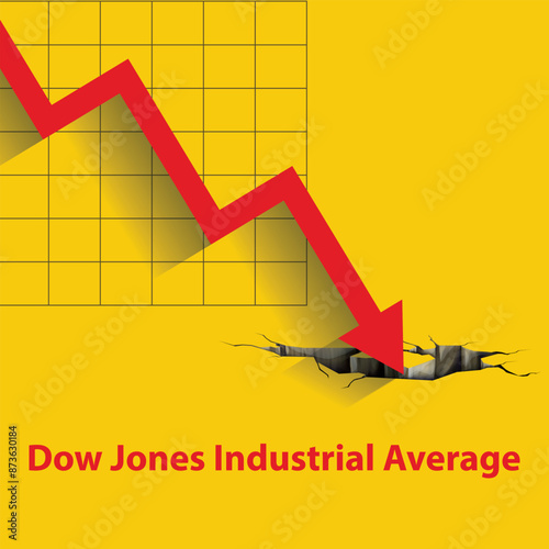 Dow Jones Industrial Average crash , stock market crash and bear market concept