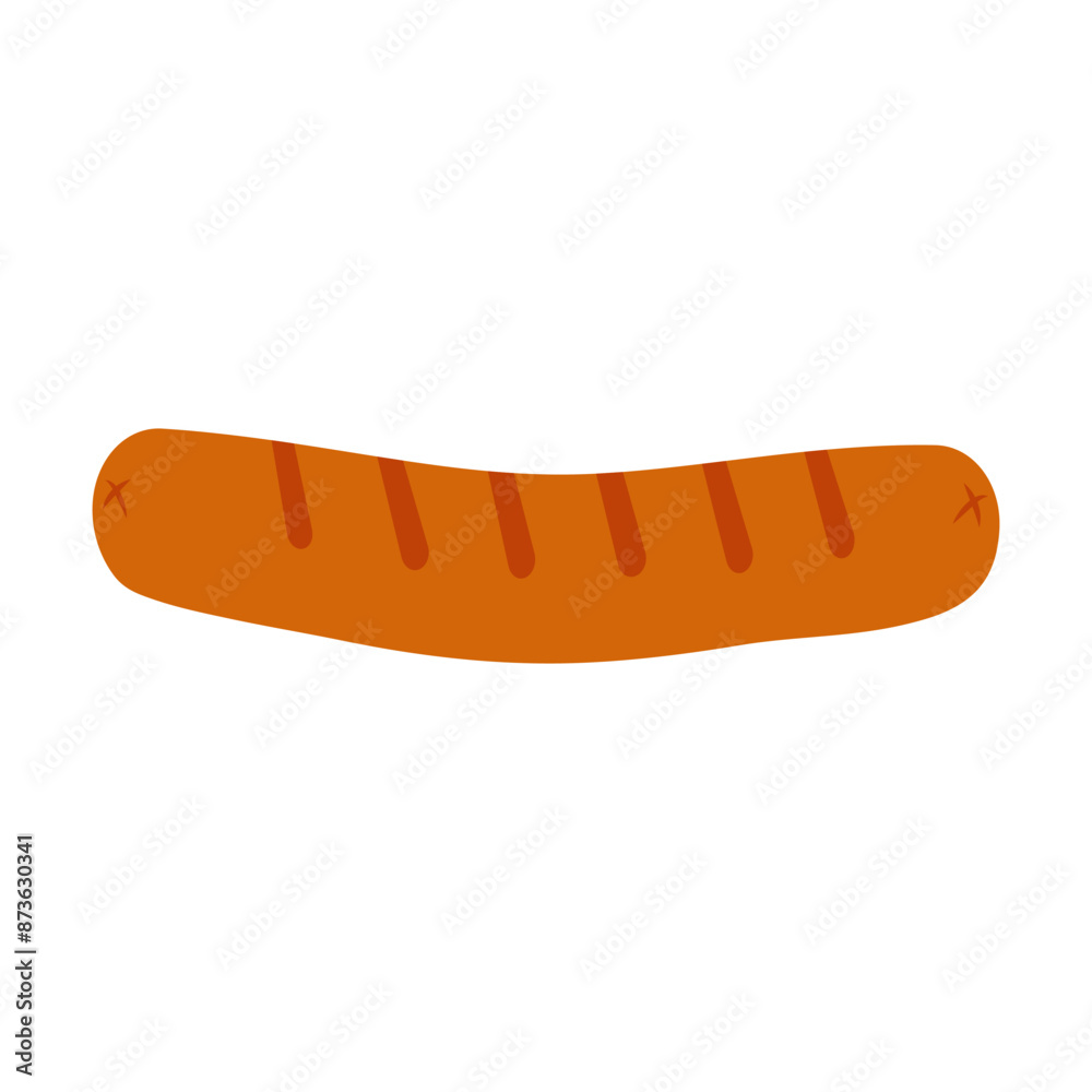 Grilled sausages with strips of fry in trendy shades. Street or fast food icon design concept idea Grilled sausages with strips of fry in trendy shades. Street or fast food icon design concept idea