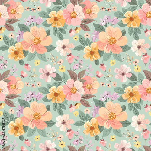 Floral variety color, form nature, seamless fabric pattern.