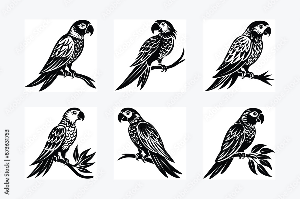 Obraz premium parrot perched Silhouette vector illustration