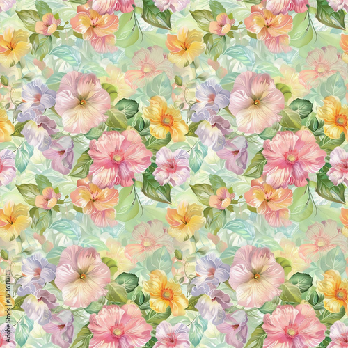 Wallpaper Mural Floral variety color, form nature, seamless fabric pattern. Torontodigital.ca