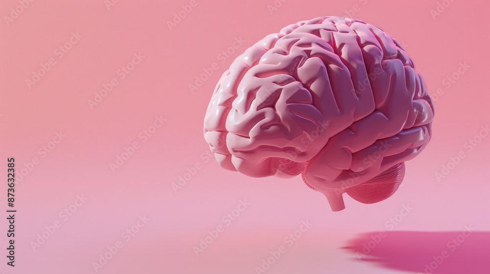 D Rendering, Human brain on a pink background D Rendering, Human brain on a pink background