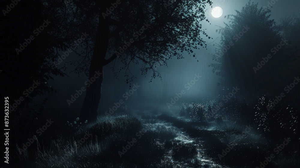 Fototapeta premium The silence of the night was deafening, broken only by the sound of my own rapid breathing.