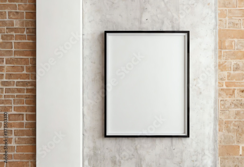 blank copy space poster frame with textured wall background