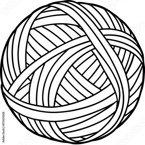 Doodle-style vector artwork of a knitting ball Postcard sublimation sticker clipart with an icon logo print A component with a needlework thread and yarn theme