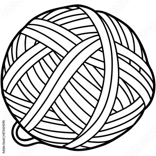 Doodle-style vector artwork of a knitting ball Postcard sublimation sticker clipart with an icon logo print A component with a needlework thread and yarn theme