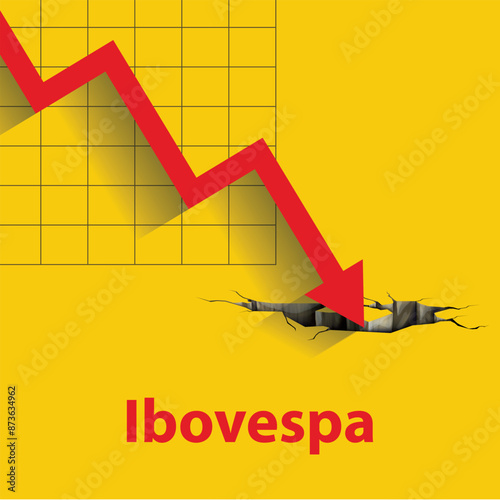 Ibovespa crash , stock market crash and bear market concept