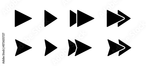 collection of bullet arrow icons. arrowhead symbol. silhouette design isolated on white background