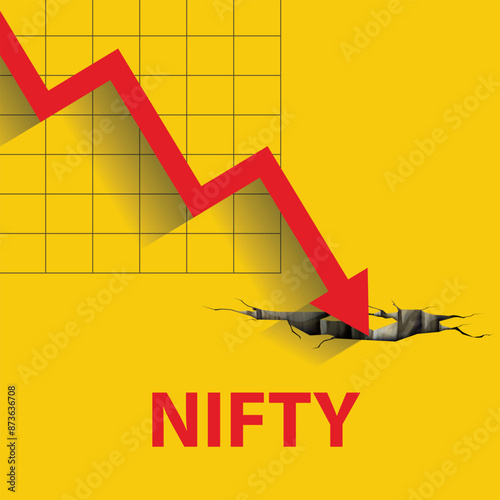 Nifty crash , stock market crash and bear market concept. The Nifty 50 index, commonly known as Nifty, is located in India. It is listed on the National Stock Exchange of India (NSE).