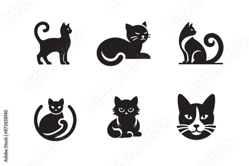 cat icons with vector art photo