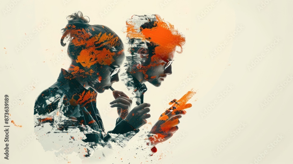 Futuristic Tech Integration: Professional Team Collaborating with Double Exposure of Technological Advancements on White Background in 4K Resolution, Generative Ai Futuristic Tech Integration: Professional Team Collaborating with Double Exposure of Technological Advancements on White Background in 4K Resolution, Generative Ai