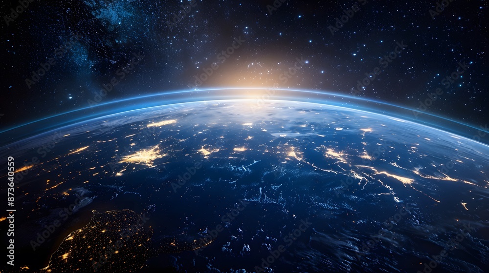 Fototapeta premium Mobile global internet communications. World wide web on phone via wireless satellite network technology. Smartphone digital connection at clouds services of all earth. Holographic abstract interface.