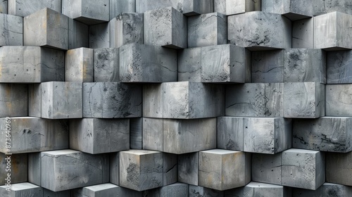 Abstract Geometric Concrete Blocks - Industrial Pattern and 3D Modern Architecture Design