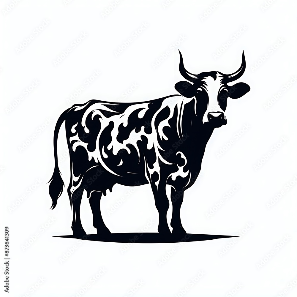 Cow graphic icon. Cow black silhouette isolated on white background. illustration Cow graphic icon. Cow black silhouette isolated on white background. illustration