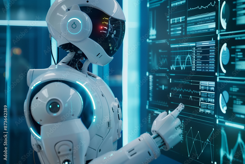 Artificial intelligence works with virtual interface analyzing hologram. Artificial intelligence works with virtual interface analyzing hologram.