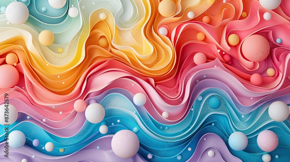 Fototapeta premium Fluid 3D canvas with multicolored figures, intricate mosaic patterns, and modern graphic visuals