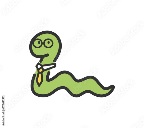 ネクタイとメガネを付けた蛇のイラスト

