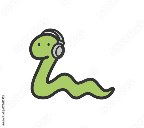 ヘッドホンを付けた蛇のイラスト
