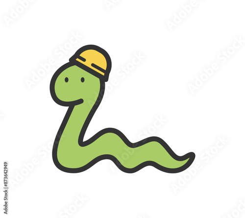 ヘルメットをかぶった蛇のイラスト
