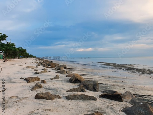 Seri Menanti beach scene in the evening photo