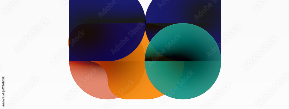 Circles and round shapes geometric minimal background. Transparent geometric shapes composition for wallpaper, banner, background or landing Circles and round shapes geometric minimal background. Transparent geometric shapes composition for wallpaper, banner, background or landing