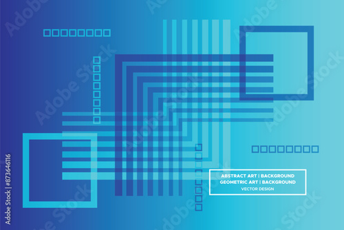 Wallpaper Mural Square and Line Shapes Blue and Light Blue Colors with Gradient Backdrop Modern Abstract Background Geometric Background Torontodigital.ca