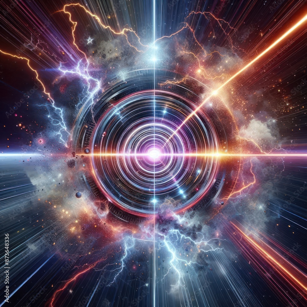 Obraz premium Dynamic Cosmic Action Ultra-Realistic High-Quality Design with Explosive Effects